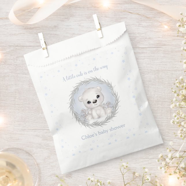 Bolsa De Papel Cute Polar Oso Blanco Winter Boy Baby Shower (Cortado)