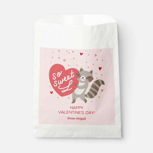 Bolsa De Papel Cute Raccoon Valentine (Anverso)