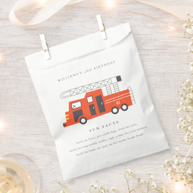 Bolsa De Papel Cute Red Firetruck Engine Niños Divertidos Hechos  (Cortado)