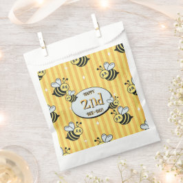 Bolsa De Papel Cute Retro Yellow Striped Bumblebee Birthday