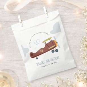 Bolsa De Papel Cute Rust Green Blue Biplane Cloud Heart Birthday