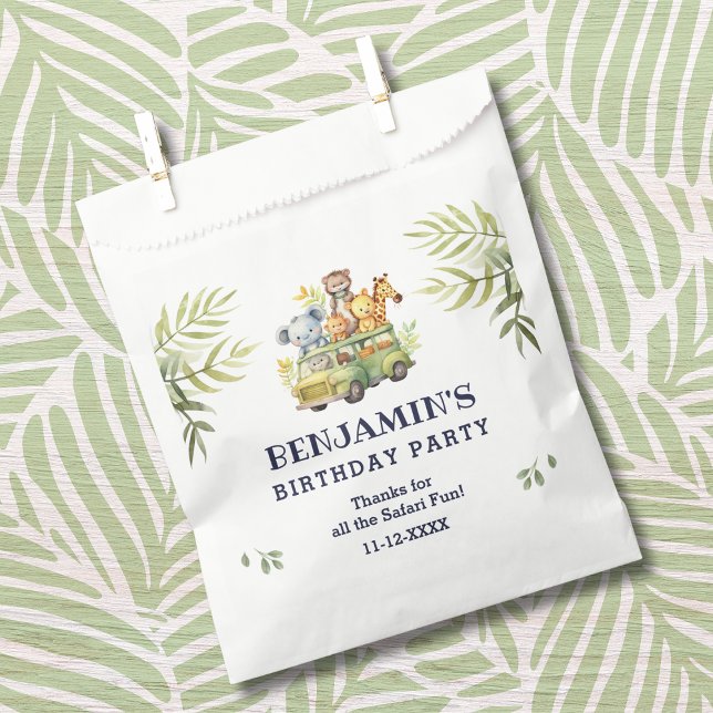 Bolsa De Papel Cute Safari Animal Jungle Cumpleaños Gracias (Subido por el creador)
