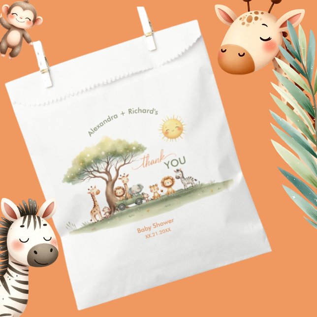 Bolsa De Papel Cute safari animals gender neutral baby shower (Subido por el creador)