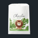 Bolsa De Papel Cute Safari Lion Birthday<br><div class="desc">Celebrate your little one's birthday with this adorable safari-themed! Featuring a hand-drawn watercolor lion surrounded by lush jungle leaves,  this charming design is perfect for a fun and wild birthday party. Personalize with your event details and make your child's special day unforgettable!</div>
