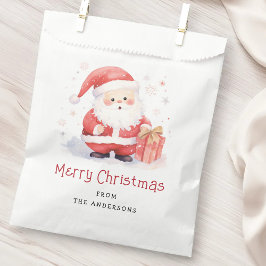 Bolsa De Papel Cute Santa acuarela ilustracion Feliz Navidad