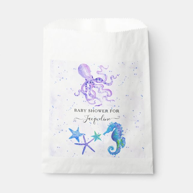 Bolsa De Papel Cute Seahorse Stafish Octopus Beach Baby Shower (Anverso)