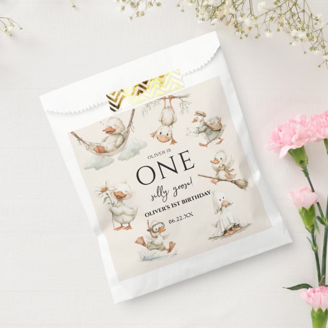 Bolsa De Papel cute Silly Goose ,One Silly Goose 1st Party (Sellado)