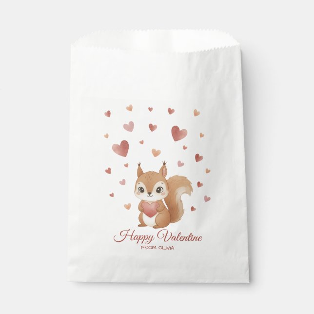 Bolsa De Papel Cute Squirrel with Heart Valentine's Day (Anverso)