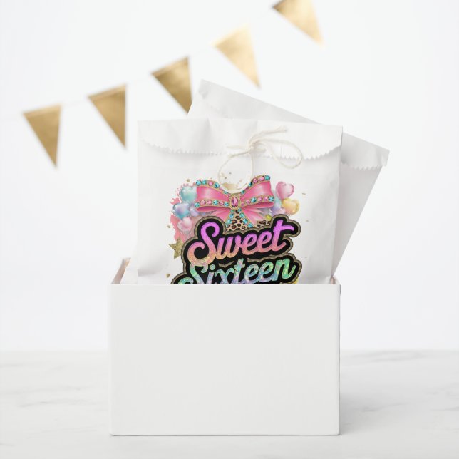 Bolsa De Papel Cute sweet sixteen Birthday party (Fiesta)