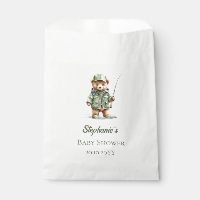 Bolsa De Papel Cute Teddy Bear Oh Boy Fishman Baby Shower (Anverso)