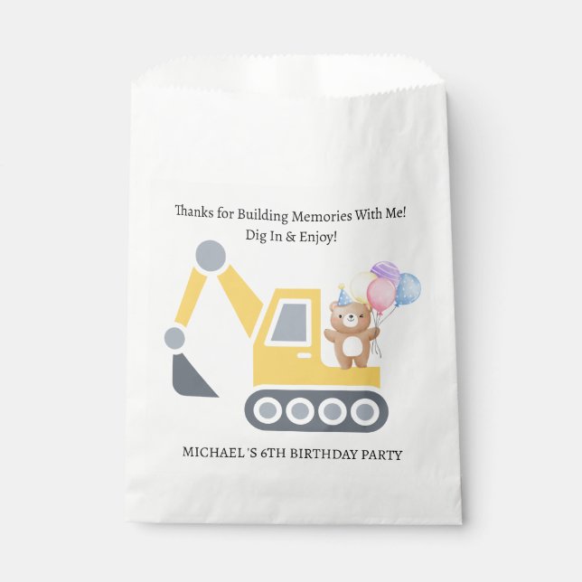 Bolsa De Papel Cute tema de construcción fiesta de cumpleaños (Anverso)