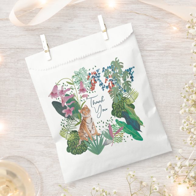 Bolsa De Papel Cute Tiger Jungle Safari Gracias Baby Shower    (Cortado)