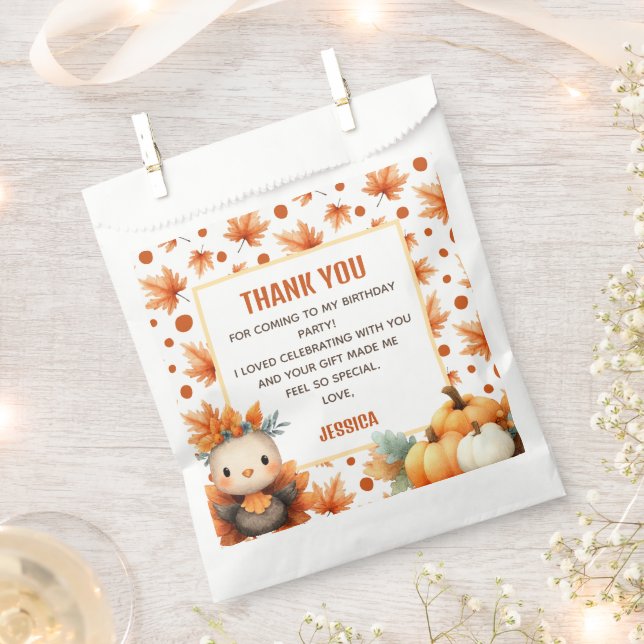 Bolsa De Papel Cute Turkey Thanksgiving 1st Birthday Thank You (Cortado)