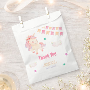 Bolsa De Papel Cute Unicorn Bunting Flag Chica Birthday Gracias