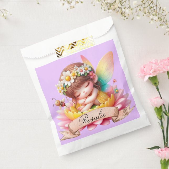 Bolsa De Papel Cute Whimsical Floral Sweets Dreams Sleeping Fairy (Sellado)