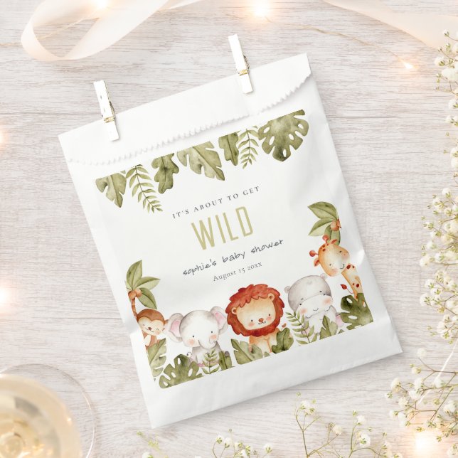 Bolsa De Papel Cute Wild Tropical Safari Animals Baby Shower (Cortado)