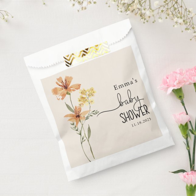 Bolsa De Papel Cute Wildflower Baby Shower (Sellado)