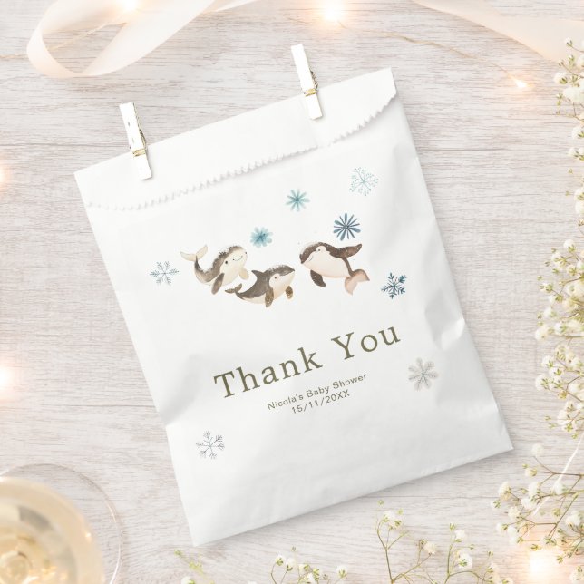 Bolsa De Papel Cute Winter Arctic Whale Baby Shower (Cortado)