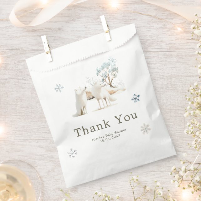 Bolsa De Papel Cute Winter Arctic Wolf Baby Shower (Cortado)