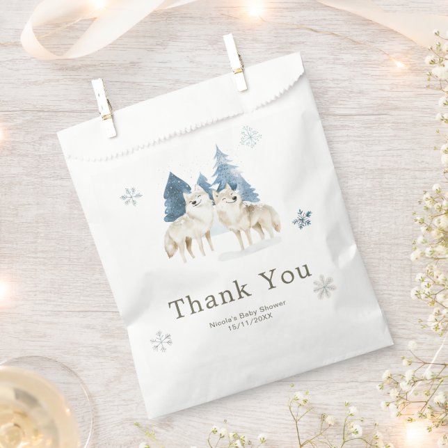 Bolsa De Papel Cute Winter Arctic Wolf Baby Shower (Cortado)