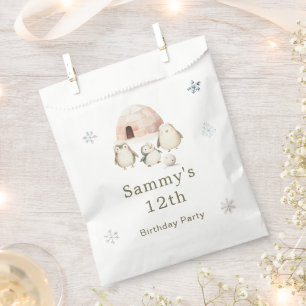 Bolsa De Papel Cute Winter Penguins Birday Party