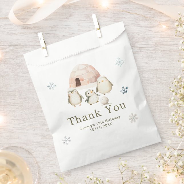 Bolsa De Papel Cute Winter Penguins Birthday Party (Cortado)