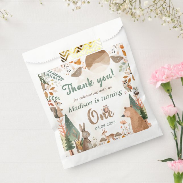 Bolsa De Papel Cute Woodland Animals 1er Fiesta de cumpleaños (Sellado)