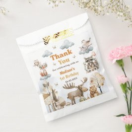 Bolsa De Papel Cute Woodland Animals 1st Birthday Party Favor Bag