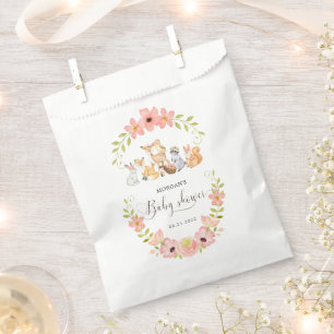 Bolsa De Papel Cute Woodland Animals Floral Baby Shower