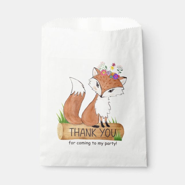 Bolsa De Papel Cute Woodland Fox Birthday Gracias Bag (Anverso)