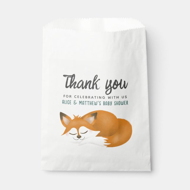 Bolsa De Papel Cute Woodland Fox Boys Baby Shower (Anverso)