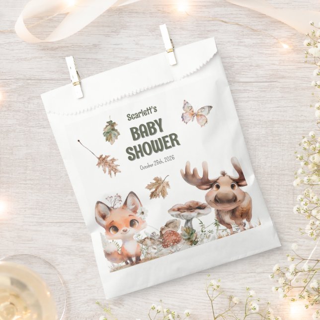 Bolsa De Papel Cute Woodland Friends Baby Shower (Cortado)