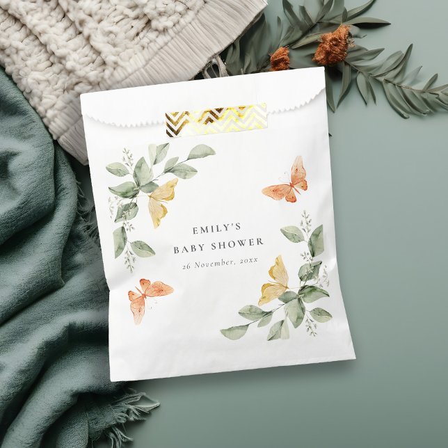 Bolsa De Papel Cute Yellow Garden Foliage Butterflies Baby Shower (Subido por el creador)