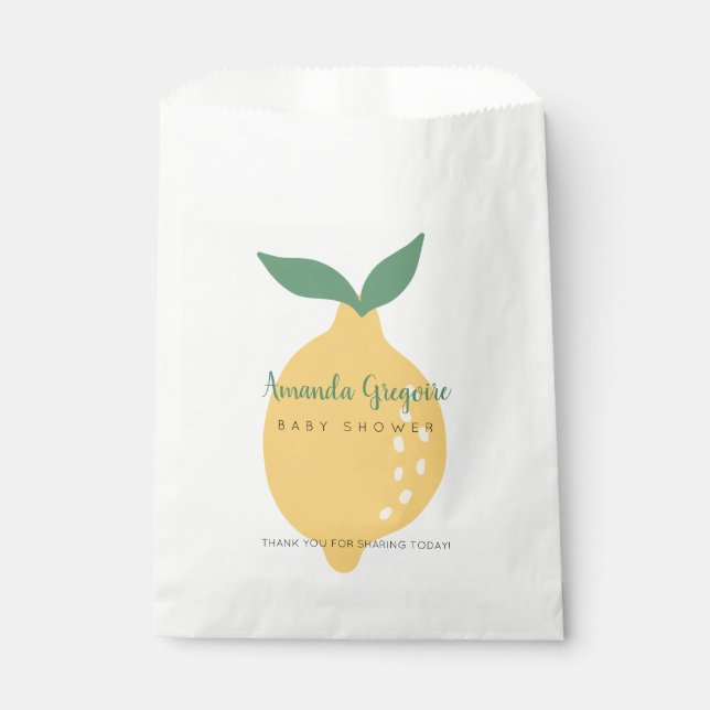 Bolsa De Papel Cute Yellow Lemon Theme Baby Shower (Anverso)