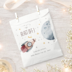 Bolsa De Papel Cuto espacio exterior Starry Planet Rocket Baby Sh