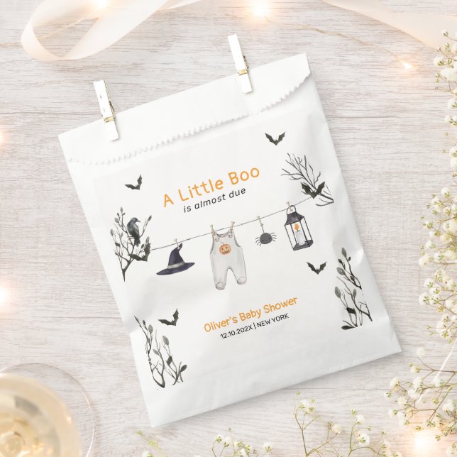 Bolsa De Papel Cuto Pequeño Boo Clothesline Baby Shower (Cortado)
