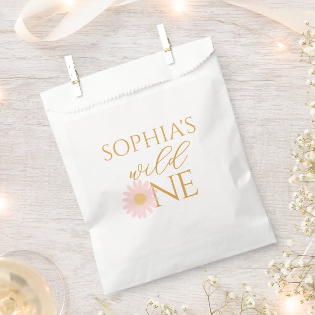 Bolsa De Papel Daisy Birthday Party Bohmian Wild One 1st Birthday (Cortado)