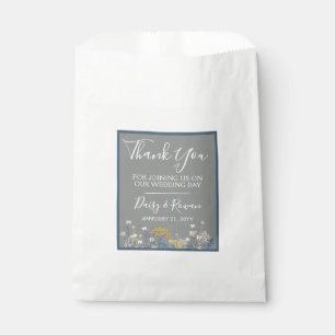 Bolsa De Papel Daisy botánico Boda amarillo y azul Gracias