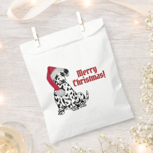 Bolsa De Papel Dalmatia Perro Rojo Agitando el Cabo Feliz Navidad