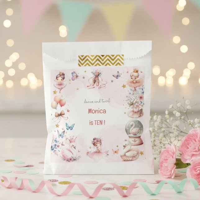 Bolsa De Papel Dance and twirl cute ballerina ballet kid birthday (Subido por el creador)