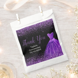 Bolsa De Papel Dark Purple Dress Faux Glitter Quinceanera