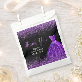Bolsa De Papel Dark Purple Dress Faux Glitter Sweet 16 Birthday