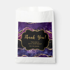 Bolsa De Papel Dark Purple Gold Sequins Agly Birthday Gracias