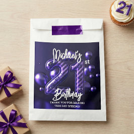 Bolsa De Papel Dark Purple Metallic Balloons 21st Birthday Party