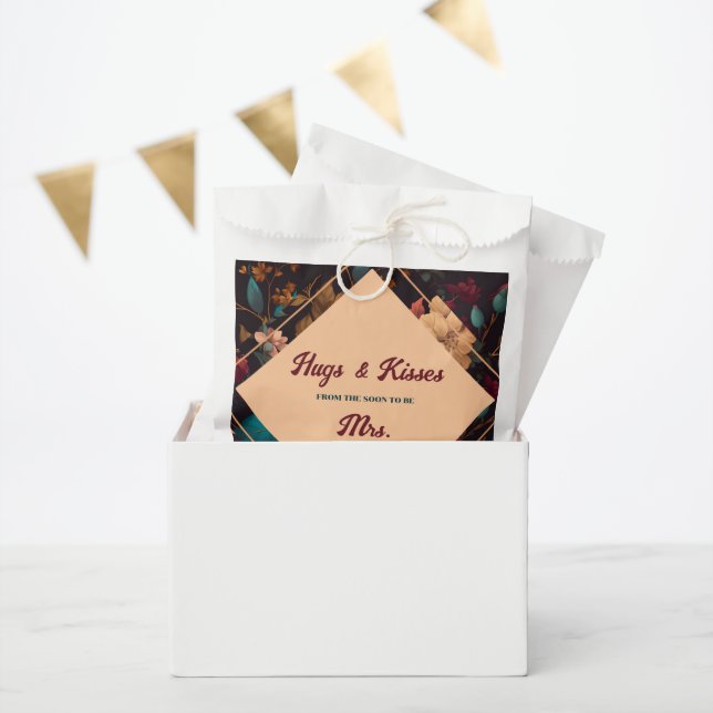 Bolsa De Papel Dark Rich Floral Tema Bridal Shower (Fiesta)