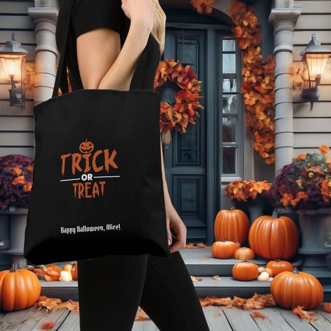 Bolsa de papel de Halloween o truco negro (Black Halloween "Trick Or Treat" Print Bag)