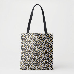 Bolsa de papel de leopardo dorado y blanco