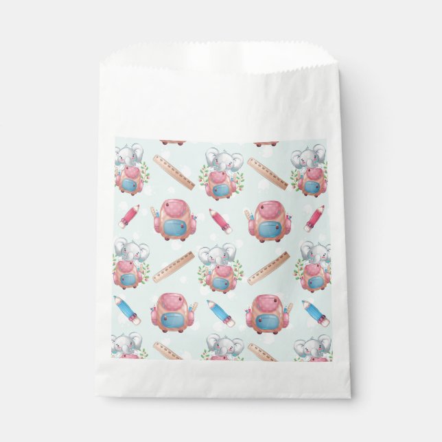 Bolsa De Papel De vuelta al patrón de elefantes escolares (Anverso)