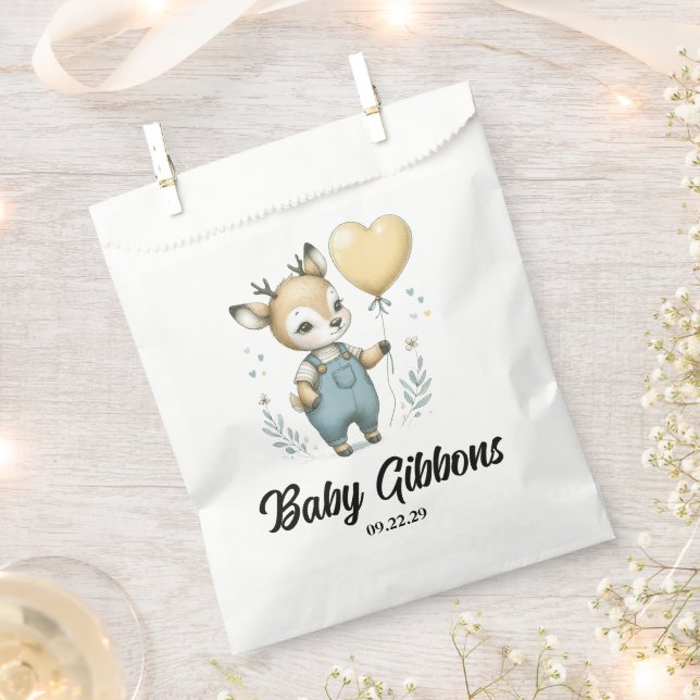 Bolsa De Papel Deer Baby Shower (Cortado)
