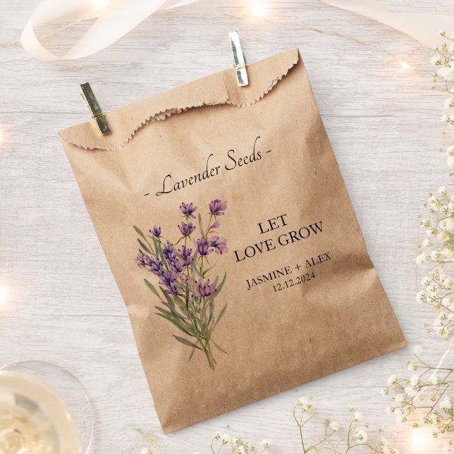 Bolsa De Papel Deja que el amor crezca Lavender Semilla Boda Bols (Cortado)